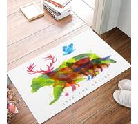 danxceh Tappetini da Bagno Tappetino da Doccia Assorbente Antiscivolo Lavabile,Tappeto da Bagno con Supporto in Gomma per,Alaska Animali Orsi Lupi Aquile Cervi in Astratto Colorato Ombra Com,40x60cm