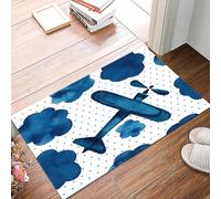 danxceh Tappetini da Bagno Tappetino da Doccia Assorbente Antiscivolo Lavabile,Tappeto da Bagno con Supporto in Gomma per,Aerei, alianti, nuvole, cielo, motivo acquerello, sfondo senza soluz,40x60cm