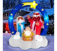 Danxilu 1,83m Gonfiabili Natalizi Presepe Decorazioni per Esterni Luci LED Luminose La Scena Della Nascita di Gesù con Stella di Betlemme Arco Gonfiabile per Esterno Cortile Giardino Prato Decorazioni