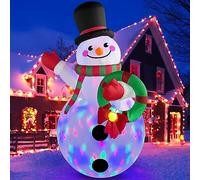 Danxilu 1,83M Pupazzo di Neve Gonfiabile di Natale con Luci LED Rotanti Colorate Decorazioni per Esterni da Giardino Pupazzo di Neve Gonfiabile con Ghirlanda e Allegro Saluto per Feste in Giardino