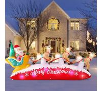 Danxilu 3M Slitta Gonfiabile di Babbo Natale con 3 Renne Decorazioni per Esterni LED Colorati Integrati Gonfiano Babbo Natale Decorazione da Giardino per per le Vacanze Giardino