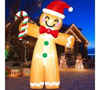 Danxilu 8 piedi Gonfiabili Natale per Esterni Luci LED Integrate, Omino Pan di Zenzero Gonfiabile Natale Esterno Decorazioni con Bastoncino di Zucchero per Natalizie Interni, Cortili, Prati e Giardini