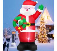 Danxilu Babbo Natale Gonfiabile da Esterno Grandi da 14 Piedi Luci LED Integrate, Gonfiabili Natale per Esterni Decorazioni con Ghirlanda da Giganti per Giardino Cortile Patio Festa di Natalizie