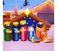 Danxilu Presepe Gonfiabili Natale per Esterni Lunga 8 Piedi Luci LED Integrate, Presepe Gonfiabile Natale Esterno La Nascita di Gesù per Giardino Natalizie Cortile Feste Prato Interno