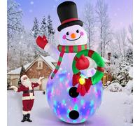 Danxilu Pupazzo di Neve Gonfiabile Natale Esterno 3,6m con Ghirlanda | Luci LED Rotanti Multicolore, Gonfiabili Natalizi Esterni Decorazione Gigante per Giardino Feste Prato Cortile