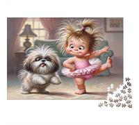 Danza Allegra 1000 Pezzi Bimbo e Cane Puzzle di Carta per Adulti Carta Spessa Rompicapo Educativo Puzzle Cane Decorazione da Parete 70x50cm/1000pcs