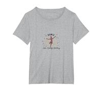 Danza Come Nessuno Guardando gioioso Silhouette Maglietta, Donna Plus-Size, Grigio Melange, 3X