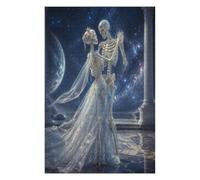 Danza cosmica delle coppie scheletriche Puzzle 1000 Pezzi in Legno | Cielo celeste, Memento Mori, Illustrazione di fantasia oscura, Struttura in Legno, Divertimento Puzzle, Gioco di Logica