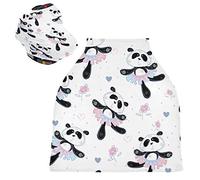 Danza Del Cuore Dei Panda Bianchi Auto per Bambini Passeggino Tettoia Copri Seggiolino Copertura Infermieristica per L'Allattamento Al Seno All-In-1 Morbido Traspirante Elastica Tettuccio