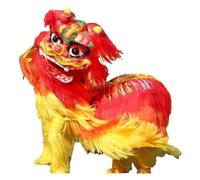 Danza del drago cinese Leone, Costume da danza del leone in cotone fatto a mano, accessori for la testa for lo spettacolo capodanno cinese, multicolore(C)