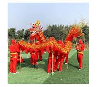 Danza del drago cinese Leone, Danza del drago multicolore 18 m/32,8 piedi in raso di plastica for 10 persone(Rosso)