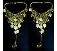 Danza Del Ventre Bracciale da Schiavo Con Anello Monete Oro Argento