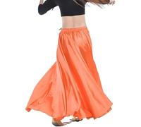 Danza del Ventre Gonna Spiaggia Gonna Lunga Swing Gonna Danza Abito Stage Costume Gonne Danzatrice Raso Gonna Stage Performance Costume (IT, Testo, M, L, Regular, Regular, Orange)