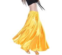 Danza del Ventre Gonna Spiaggia Lunga Swing Abito Stage Costume Danzatrice Raso Performance (IT, Testo, M, L, Regular, Regular, Yellow)