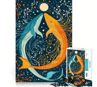 Danza delle balene sotto la luna Puzzle da 1000 pezzi per ragazzi Gioco di concentrazione mentale Taglio di precisione Bordi lisci Idea regalo per Natale (38x52cm)