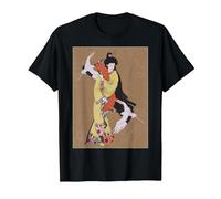 Danza delle Gru Geisha Meditazione Giapponese Uccello della Maglietta, Uomo, Nero, M