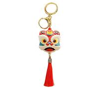 Danza di leone portachiavi charm stile cinese portachiavi portachiavi portachiavi donna portachiavi auto portachiavi per chiavi borsa zaino borsa borse ciondolo accessori, Colore: rosso