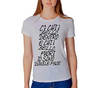 DANZA in VETRINA BIANCO2XLT-SHIRT Donna Bambina c'è Chi È Bello Dentro E Chi È Bello Fuori IO Sono Double-Face