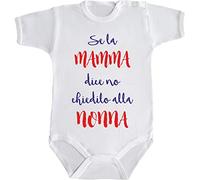 DANZA in VETRINA Body Bimbo Neonato Bimba Pigiama Bebè SE LA Mamma Dice No, CHIEDILO alla Nonna (Bianco, 9 Mesi)