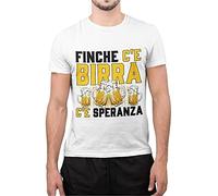 DANZA in VETRINA T-SHIRT UOMO BAMBINO NEONATO Finchè C'è Birra C'è Speranza MANICA CORTA SCOLLO TONDO COTONE
