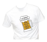 DANZA in VETRINA T-SHIRT UOMO BAMBINO NEONATO LA BIRRA E' CULTURA MAI FERMARSI ALLA TERZA MEDIA MANICA CORTA SCOLLO TONDO COTONE