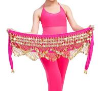 Danzatrice Del Ventre Ciarpa All‘Anca Catena for la vita della danza del ventre con moneta allacciata leggera cintura delle donne che ballano accessori ballerini vestiti costumi da ballo(Rose Red)
