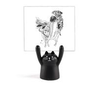 Dao China Lao Tzu Memo Holder Cartoon Black Cat Stand Decorazione