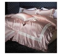 DAO-UPPSE Luxury Cotton Bedding Set 4Pcs Duvet Cover Sheet Pillowcases all Seasons Gold Green Pink Queen King Size(Pink,200 * 230cm/79 * 91in)