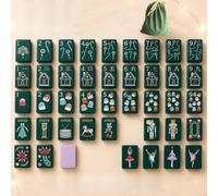 DAO-UPPSE Mahjong acrilico set 160 tessere - gioco da viaggio americano con borsa dadi e guida in faesite(Purple+dark green)