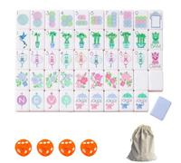DAO-UPPSE Piastrelle Mahjong acriliche a 4 strati 160 pezzi - Set da viaggio americano con dadi, borsa for il trasporto incisa 8 colori