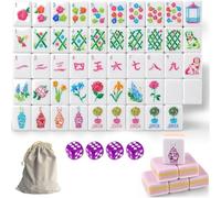 DAO-UPPSE Set di tessere Mahjong USA da 160 pezzi - Gioco completo in acrilico a 4 strati con borsa da viaggio for adulti Rosa Giallo Rosa Rossa(Pink)