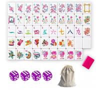 DAO-UPPSE Set di tessere Mahjong USA da 160 pezzi - Gioco completo in acrilico a 4 strati con borsa da viaggio for adulti Rosa Giallo Rosa Rossa(Rose red)