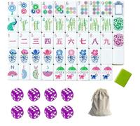 DAO-UPPSE Set Mahjong acrilico a 4 strati 160 tessere - Gioco da viaggio americano con borsa da trasporto con incisione trasparente Dadi 10 colori(Grass Green)