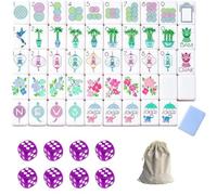 DAO-UPPSE Set Mahjong acrilico a 4 strati 160 tessere - Gioco da viaggio americano con borsa da trasporto con incisione trasparente Dadi 10 colori(Sky Blue)