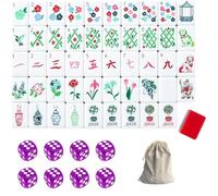 DAO-UPPSE Set Mahjong acrilico a 4 strati 160 tessere - Gioco da viaggio americano con borsa da trasporto con incisione trasparente Dadi 10 colori(Rot)