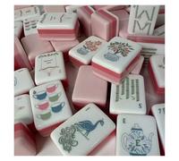 DAO-UPPSE Set Mahjong acrilico a 4 strati 160 tessere - Gioco da viaggio americano con borsa for il trasporto con incisione trasparente Rosa chiaro Rosa Viola Verde Verde acqua Rosso(Light pink)