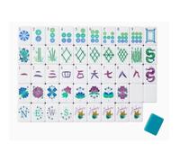 DAO-UPPSE Set Mahjong acrilico a 4 strati 160 tessere - Gioco da viaggio americano premium con borsa da trasporto con incisione trasparente in più colori(Blu)