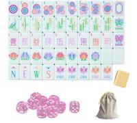 DAO-UPPSE Set Mahjong Acrilico A 4 Strati 160 Tessere - Gioco Da Viaggio Americano Premium Con Borsa For Il Trasporto Con Incisione Trasparente Dadi In Più Colori Regala
