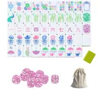DAO-UPPSE Set Mahjong Acrilico A 4 Strati 160 Tessere - Gioco Da Viaggio Americano Premium Con Borsa For Il Trasporto Con Incisione Trasparente Dadi In Più Colori Regala