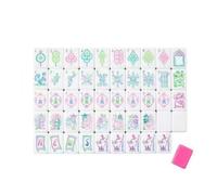 DAO-UPPSE Set Mahjong acrilico a 4 strati 160 tessere - Mini gioco da viaggio americano con custodia for incisione trasparente in più colori(Rose red 2)