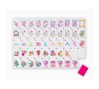 DAO-UPPSE Set Mahjong acrilico a 4 strati 160 tessere - Mini gioco da viaggio americano con custodia for incisione trasparente in più colori(Rose red)