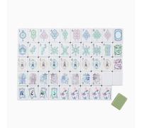 DAO-UPPSE Set Mahjong acrilico a 4 strati 160 tessere - Mini gioco da viaggio americano con custodia for incisione trasparente in più colori(Green)
