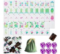 DAO-UPPSE Set Mahjong da 160 pezzi a 4 strati - Gioco da viaggio americano in acrilico con tessere vuote e borsa(Black brown)