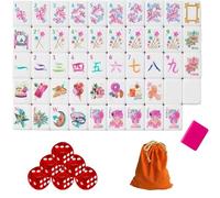 DAO-UPPSE Set Mahjong da 160 pezzi a 4 strati - Gioco da viaggio americano in acrilico con tessere vuote e borsa(Rose red)