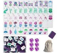 DAO-UPPSE Set Mahjong da 160 pezzi a 4 strati - Gioco da viaggio americano in acrilico con tessere vuote e borsa(Dark purple)