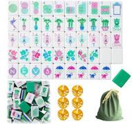 DAO-UPPSE Set Mahjong da 160 pezzi a 4 strati - Gioco da viaggio americano in acrilico con tessere vuote e borsa(Light green)