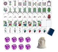 DAO-UPPSE Set Mahjong in acrilico a 4 livelli da 160 pezzi - Gioco portatile americano con piastrelle incise, dadi e borsa da viaggio in 10 colori(Dark Blue)