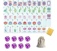 DAO-UPPSE Set Mahjong in acrilico a 4 livelli da 160 pezzi - Gioco portatile americano con piastrelle incise, dadi e borsa da viaggio in 10 colori(Gold)