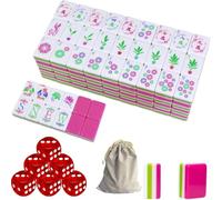 DAO-UPPSE Set Mahjong in acrilico a 4 strati - Gioco americano da 160 tessere con borsa da viaggio e dadi(Rose red 2)
