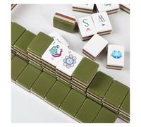 DAO-UPPSE Set Mahjong in acrilico a 4 strati - Gioco da viaggio americano da 160 tessere con dadi e borsa(Olive)